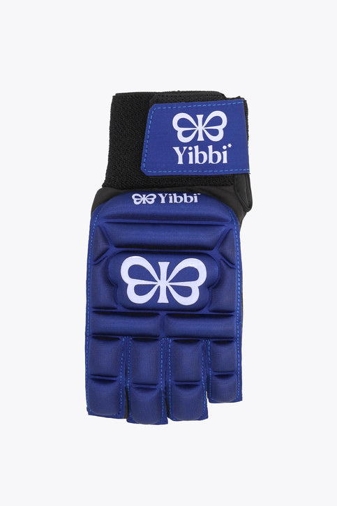 Left-hand hockey glove, deep navy with Yibbi logo and padded fingers