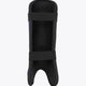 Yibbi kids’ shin guards, black protective shell with mesh panel and two straps.