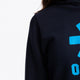 Osaka kids hoodie in navy with blue star logo. Detail view shoulder