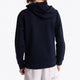 Boy wearing the Osaka kids hoodie in navy with pink star logo. Back view