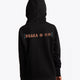 Osaka kids hoodie in black with logo in orange and blue. Back view