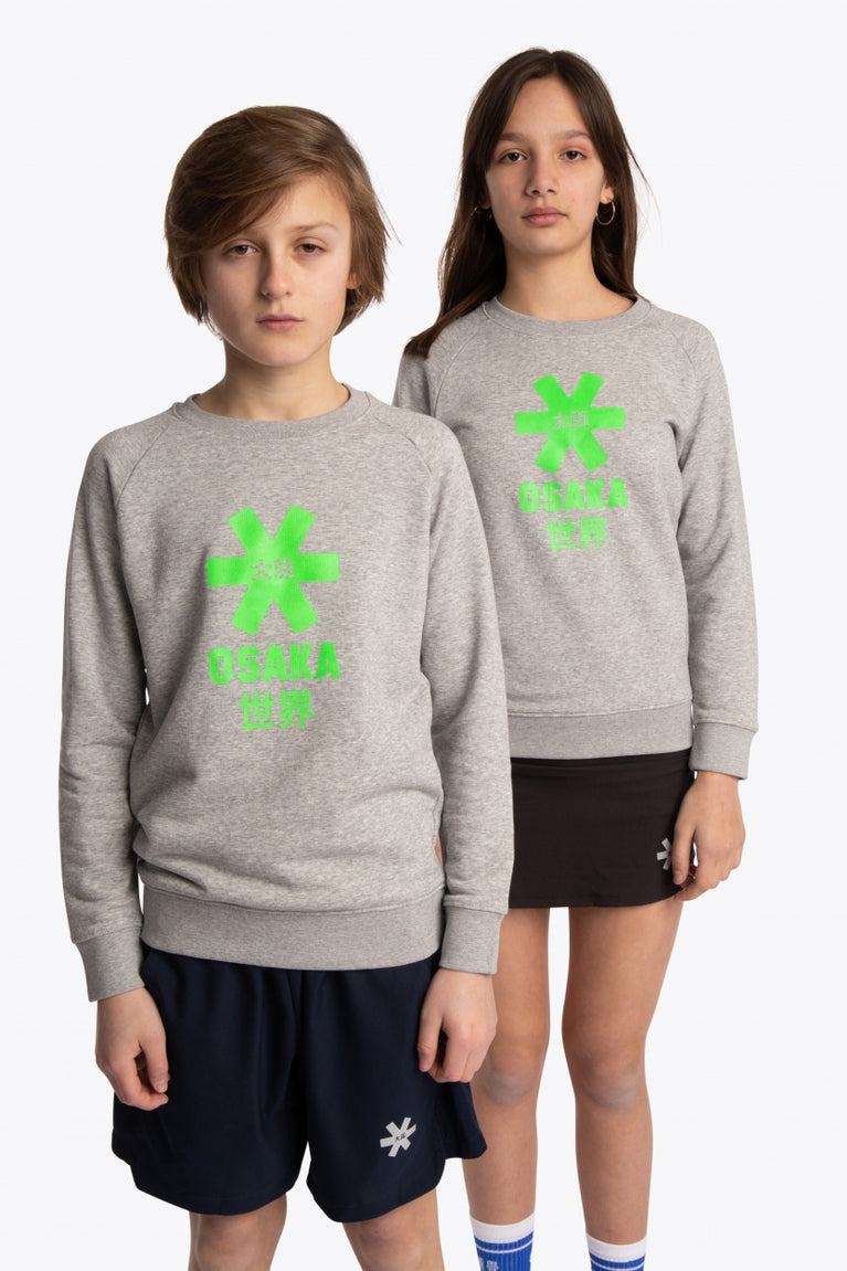 Osaka Kids Sweater Green Star | Heather Grey