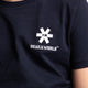 Osaka kids service games tee short sleeve navy with logo in white. Detail view logo