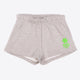 Osaka women shorts in grey with neon green logo. Front flatlay view