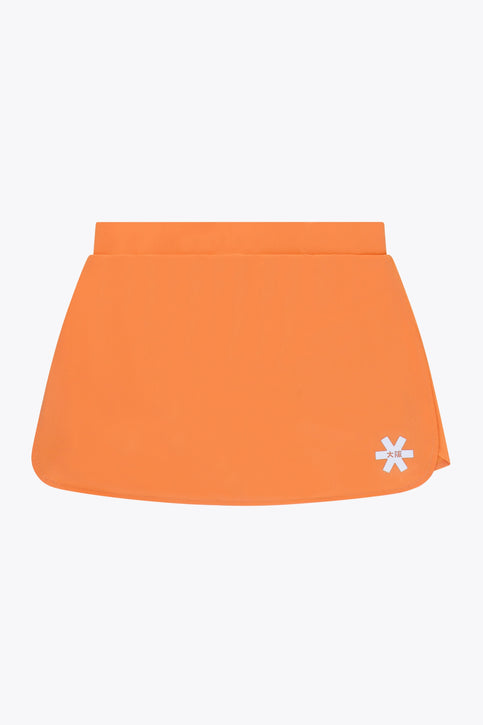 Osaka women ball skort in orange with logo in white. Front flatlay view