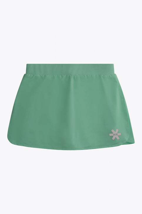 Osaka women ball skort in green with logo in grey. Front flatlay view