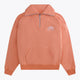 Osaka women half zip sweater in peach with white logo. Front flatlay view