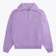 Osaka women half zip sweater in light purple with white logo. Front flatlay view