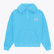 Osaka women half zip sweater in light blue with white logo. Front flatlay view