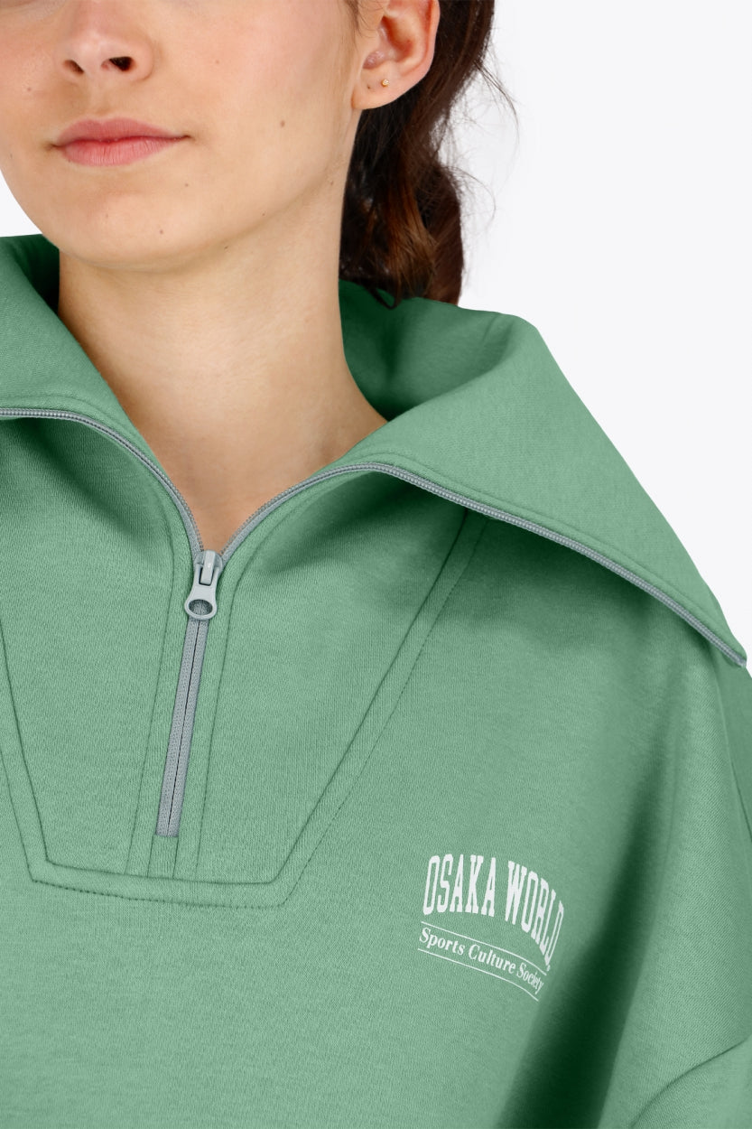 Osaka Women Half Zip Sweater Green