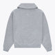 Osaka women half zip sweater in heather grey with white logo. Back flatlay view