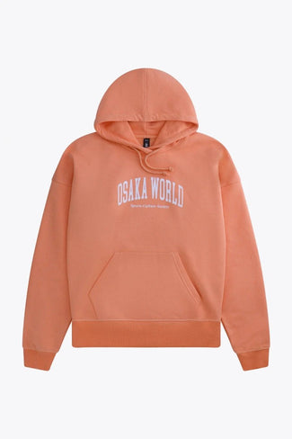 Farbe Frauen <tc>Hoodie</tc> Osaka women hoodie in peach with white logo. Front flatlay view