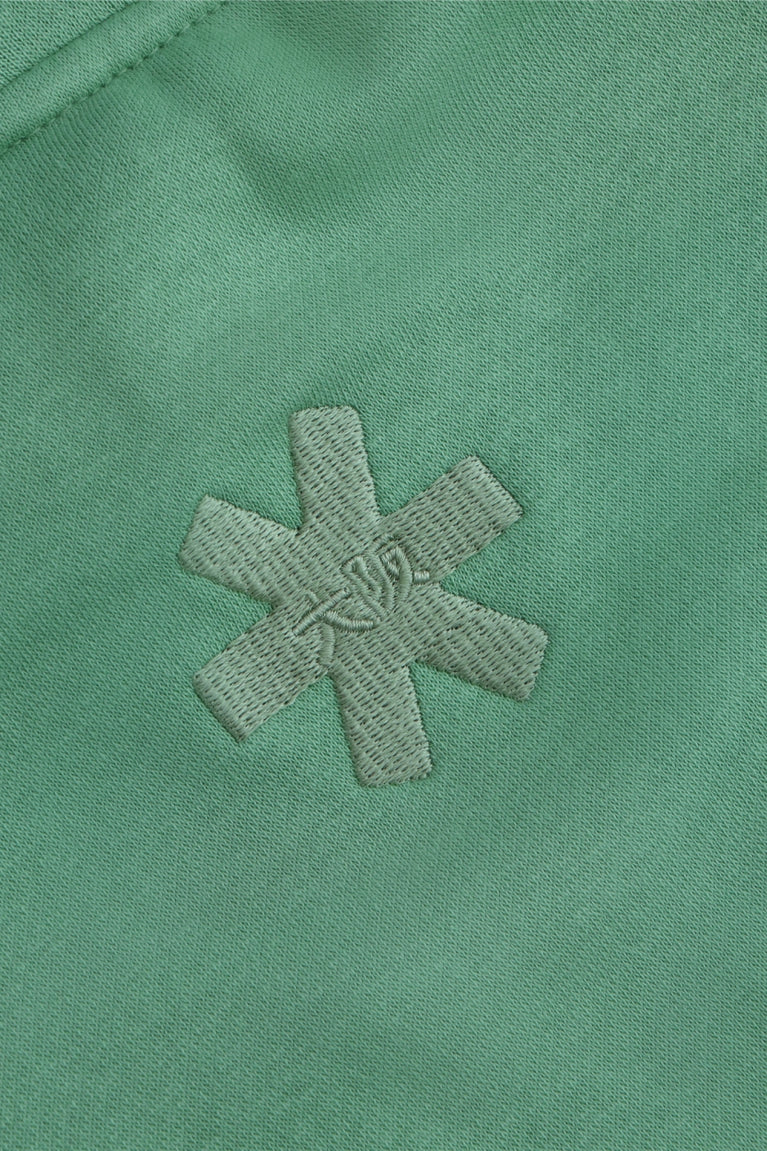 Osaka women hoodie in green with white logo. Detail back logo view