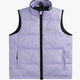 Osaka women padded gilet in purple with grey logo. Front flatlay view
