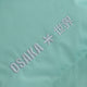 Osaka women padded gilet in green with grey logo. Detail logo view