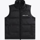 Osaka women padded gilet in black with white logo. Front flatlay view