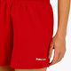 Osaka women shorts in red with logo in white. Front detail logo view