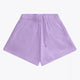 Osaka women shorts in light purple with logo in white. Front flatlay view