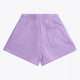 Osaka women shorts in light purple with logo in white. Back flatlay view