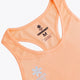 Osaka women singlet in peach with logo in grey. Front flatlay detail view