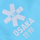Osaka women singlet in light blue with logo in grey. Detail logo view
