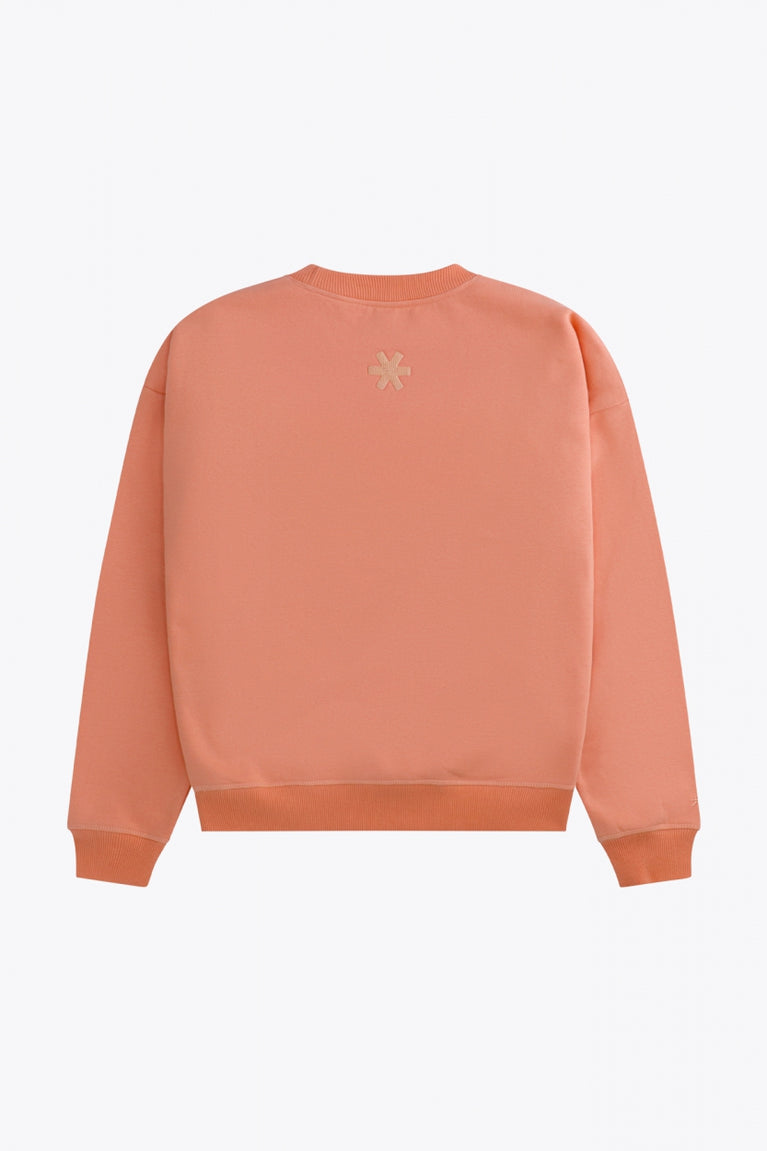 Osaka women sweater in peach with logo in white. Back flatlay view