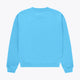 Osaka women sweater in light blue with logo in white. Back flatlay view