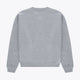 Osaka women sweater in heather grey with logo in white. Back flatlay view