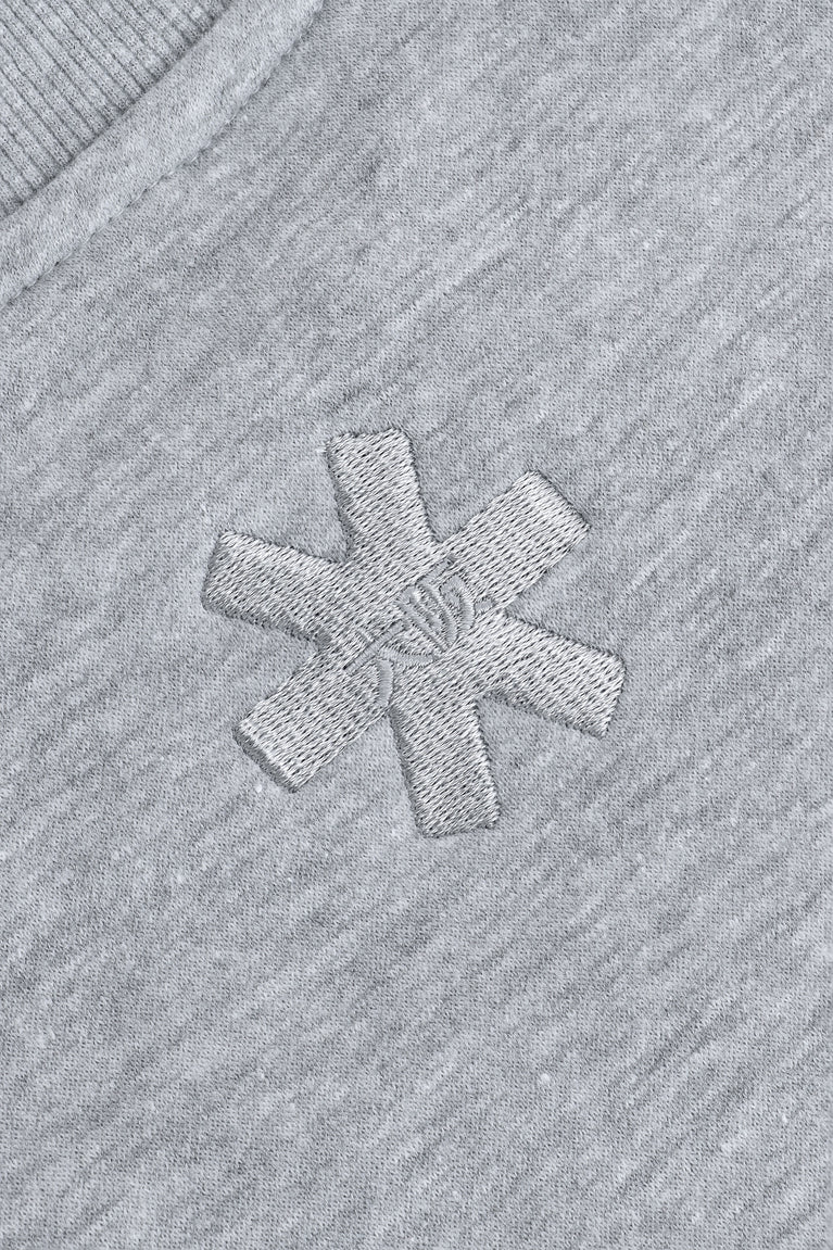 Osaka women sweater in heather grey with logo in white. Back flatlay detail logoview