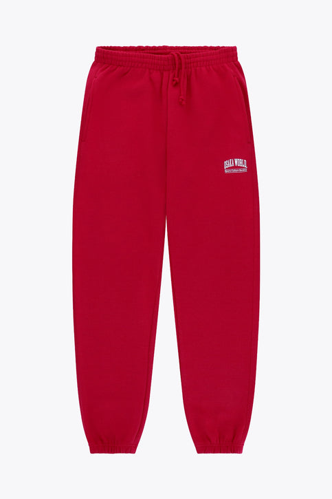 Osaka women sweatpants in red with logo in white. Front flatlay view