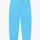 Osaka women sweatpants in light blue with logo in white. Front flatlay view