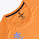 Osaka women tee short sleeve in orange with logo in grey. Front flatlay detail view