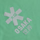 Osaka women tee short sleeve in green with logo in white. Front flatlay detail logo view