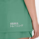 Osaka women tee short sleeve in green with logo in grey. Back detail logo view