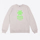 Osaka grey unisex sweater with green logo. Front flatlay view