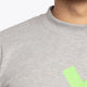 Osaka unisex tee in heather grey with green logo. Detail neck view