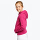  Girl wearing the Osaka kids hoodie in pink and off-set star logo in white and blue. Side view
