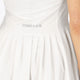 Woman wearing the Osaka women pleated tech dress in white with grey logo. Back detail logo view