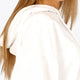 Osaka women cropped hoodie in white with logo in white. Side shoulder view