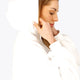 Osaka women cropped hoodie in white with logo in white. Side cap view