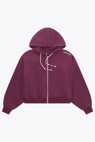 Color Women Cropped Full Zip Hoodie Osaka Osaka Women Cropped Full Zip Hoodie | Cherry Lacquer - Hoodies Apparel