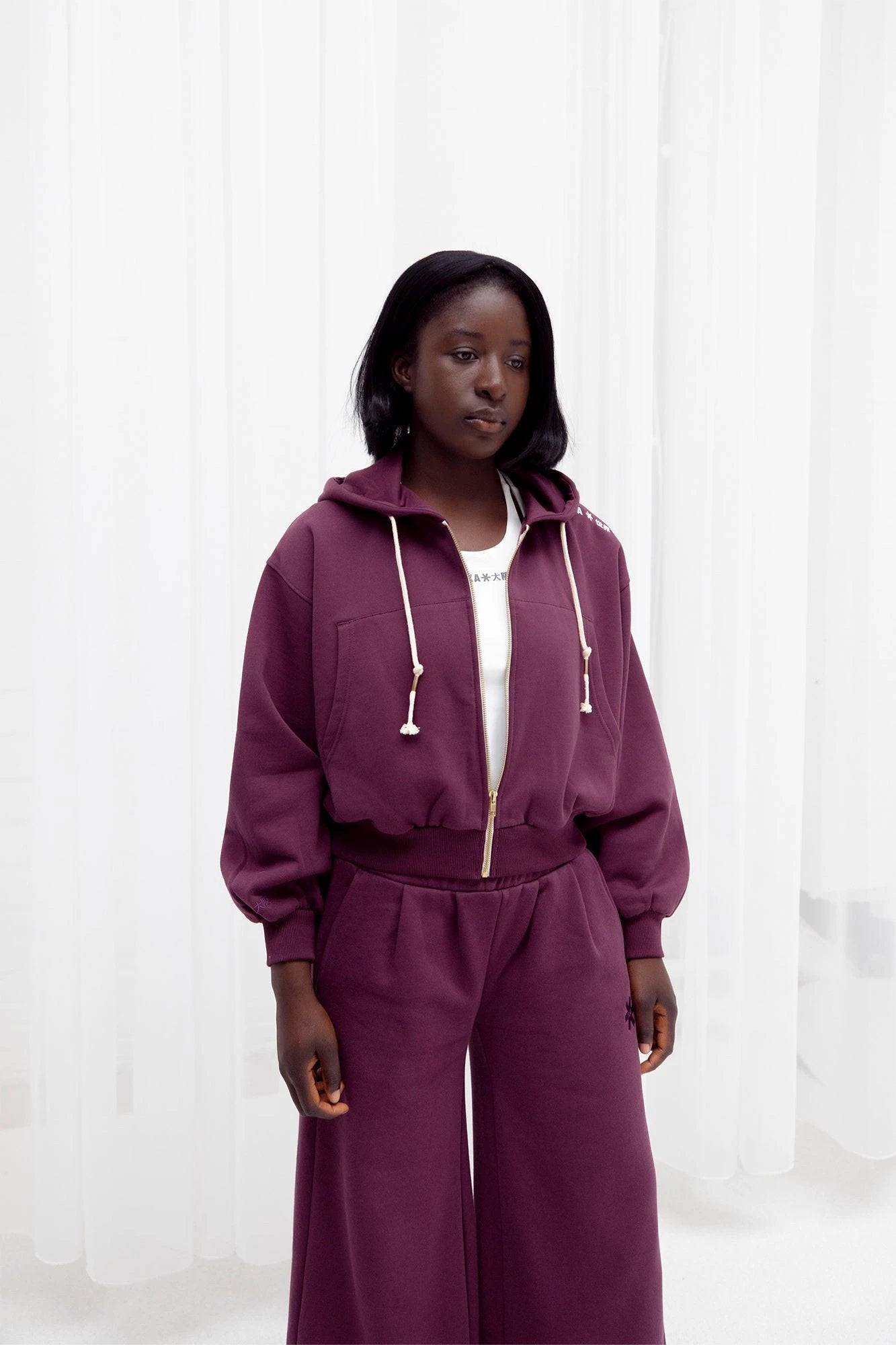 Osaka Women Cropped Full Zip Hoodie | Cherry Lacquer | Osaka World