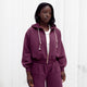 Osaka Women Cropped Full Zip Hoodie | Cherry Lacquer