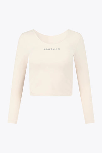 Color Women Cropped Long Sleeve Tee Osaka Osaka Women Cropped Long Sleeve Tee | Ecru - T-Shirts Apparel