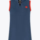 Women’s court tank top, navy-blue with V-neck, orange side panels, red logo