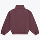 Women’s full-zip sweater with stand collar and embroidered back logo in plum