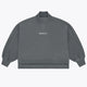 Dark grey melange women’s mockneck sweater with ribbed hem and cuffs.