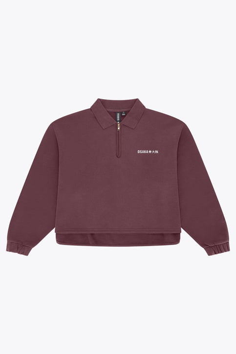 Women’s Osaka polo zip sweater, peppercorn color, quarter-zip collar, long sleeves