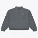 Women’s dark grey melange zip polo sweater, ribbed collar and hem cuffs