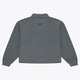 Women’s dark grey zip polo sweater, back view with small star logo